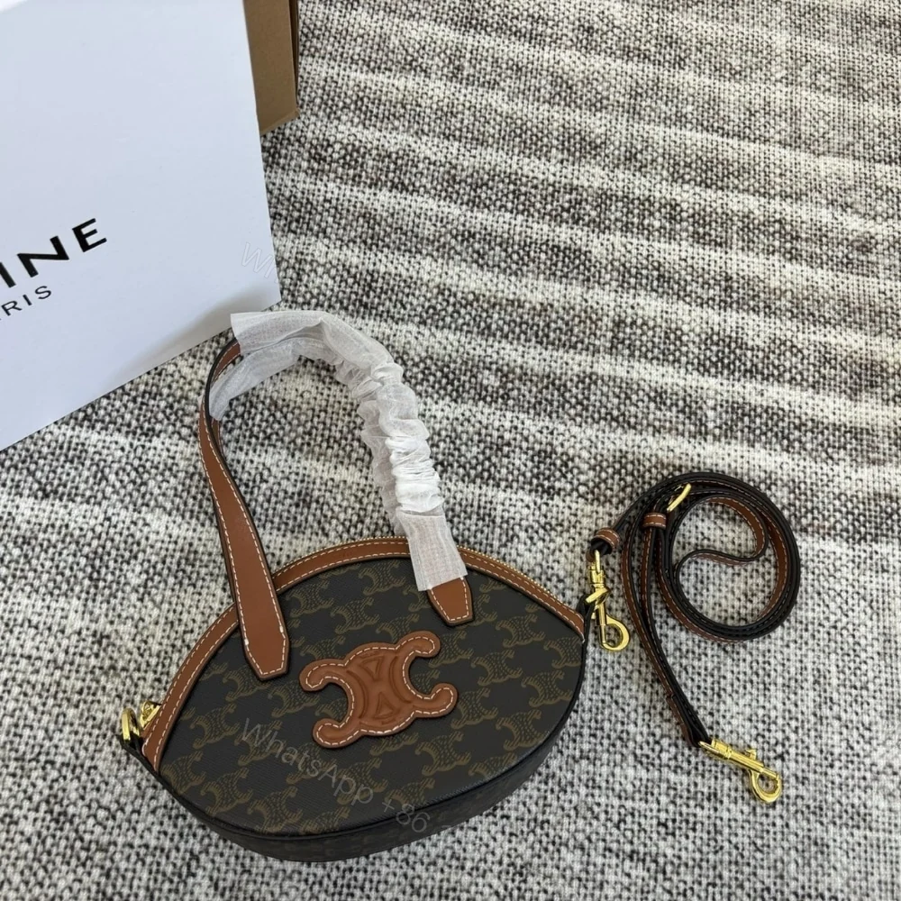 View 7 of CELINE OAL BAG IN TRIOMPHE CANVAS TAN 24CM 122262BZJ 04LU