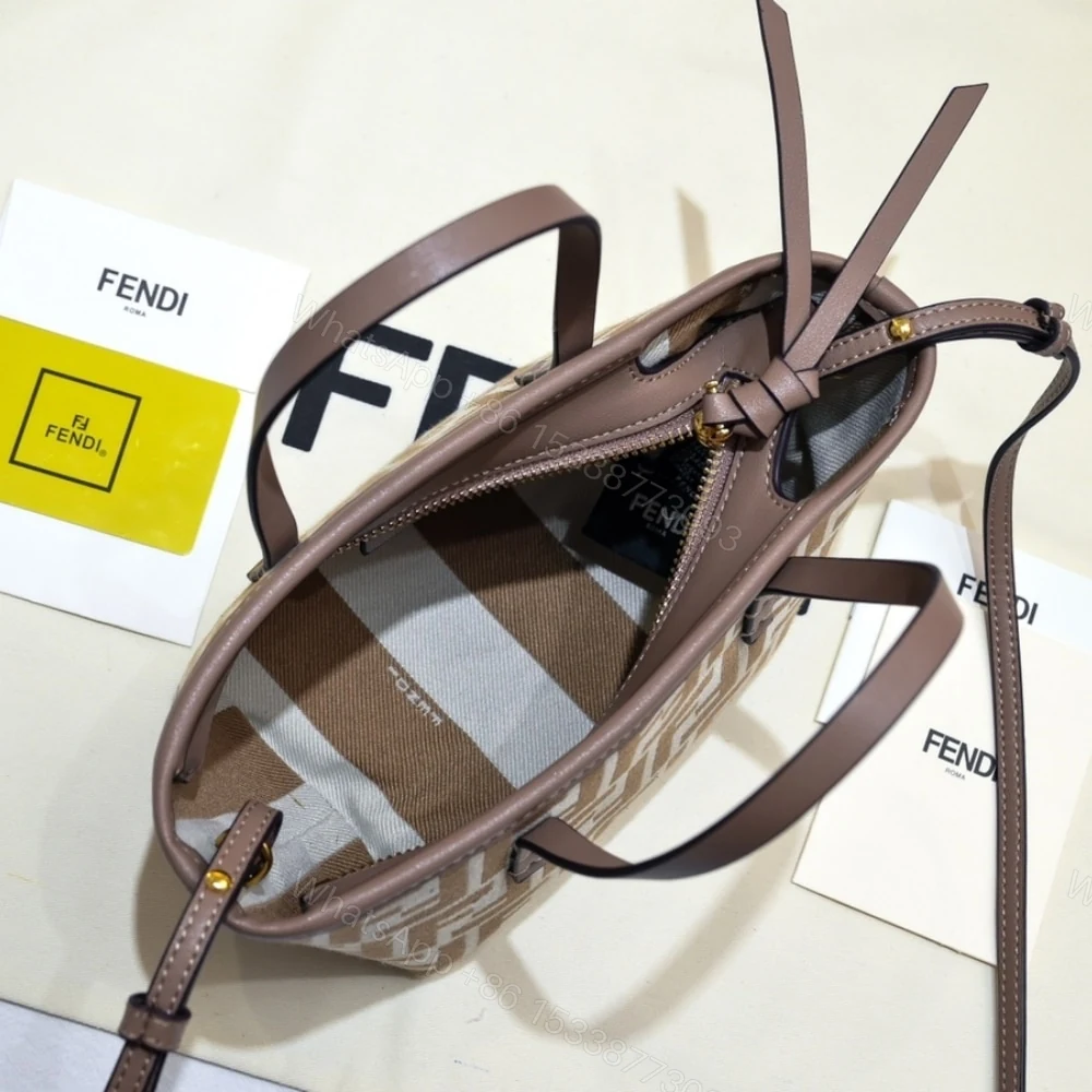 View 5 of FENDI ROLL MINI FF JACQUARD MINI BAG BROWN 23CM