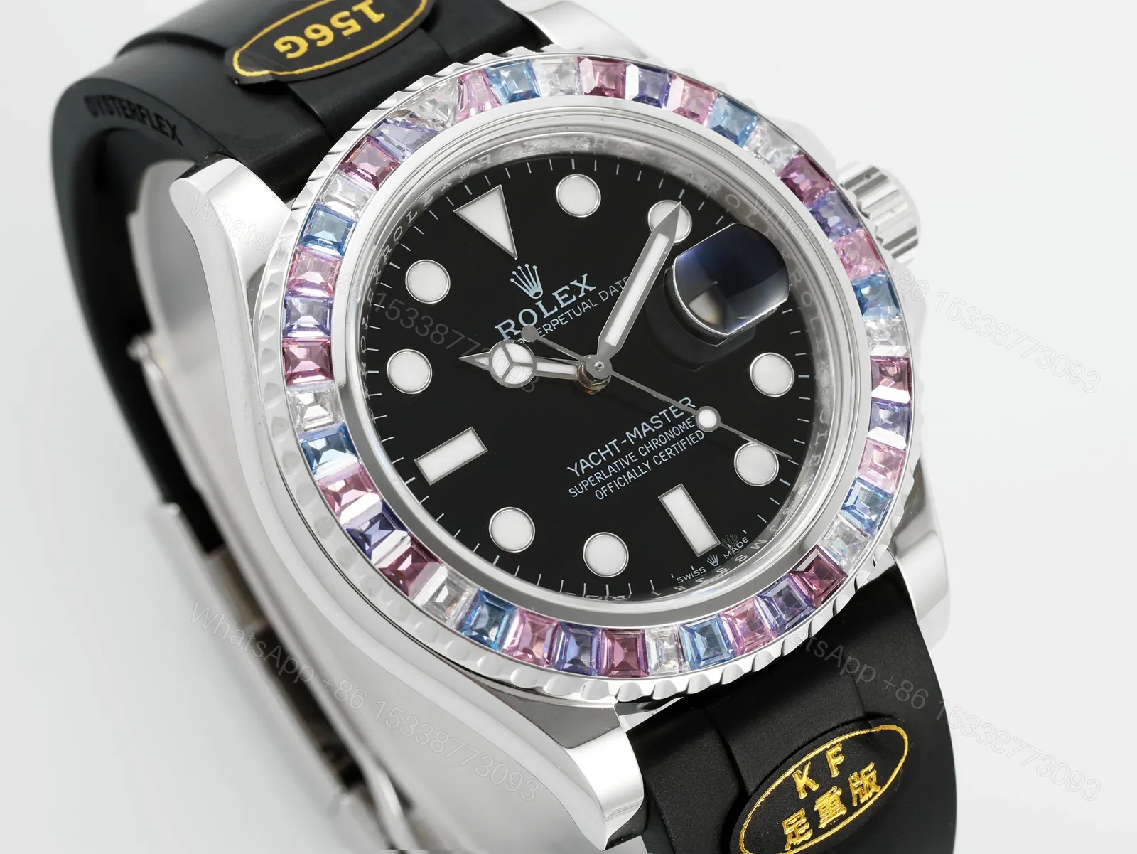 View 2 of WWF Factory Clean Factory Rolex Yacht-Master Black with Gem Bezel