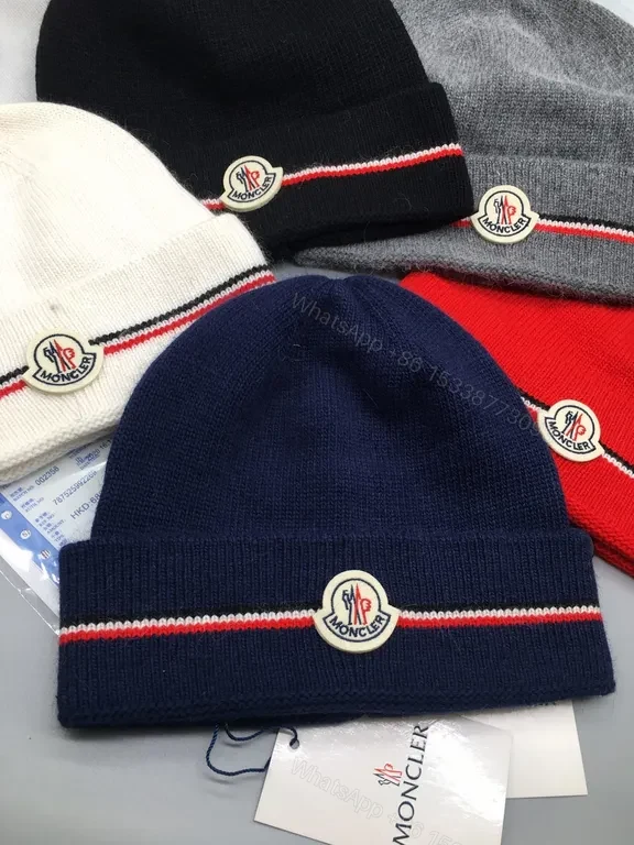 View 6 of Cozy Moncler Knit Beanie - Signature Patch, Black, Luxury
