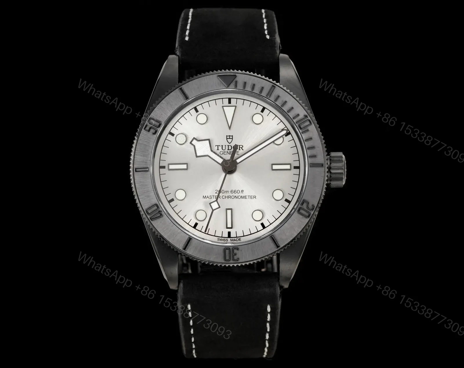 Tudor White Warrior 41mm White Dial Black Leather Strap Watch TUDOR-WARRIOR-41-WHT-BLK-LEATHER — view 1