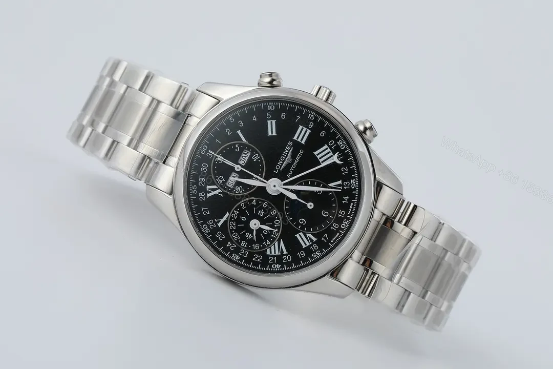 View 2 of Longines Master Collection Moonphase 8 Needle V4 Edition Silver Stainless Steel with Black Dial