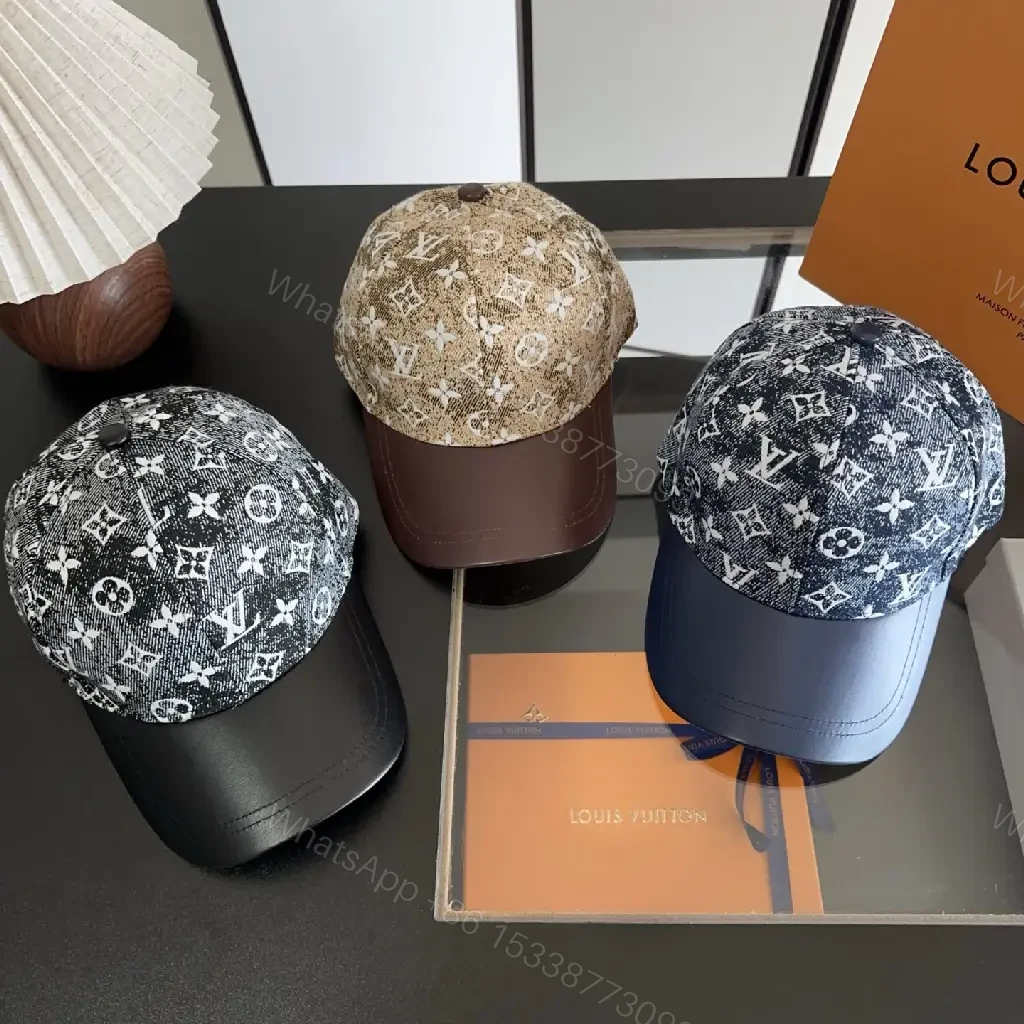 View 8 of Black & White Monogram Cap with Six-Panel Crown and Curved Brim