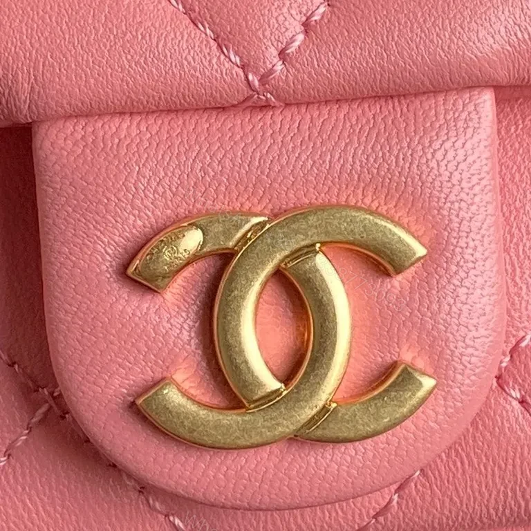 View 6 of Pink Quilted Leather Shoulder Bag with Gold Chain - Chic Luxury