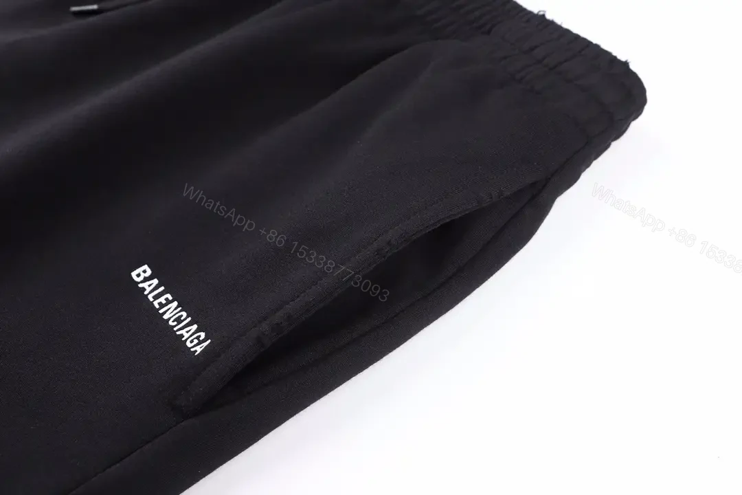 View 10 of Black Nylon Shorts Balenciaga Style Drawstring Key Feature Loose Fit