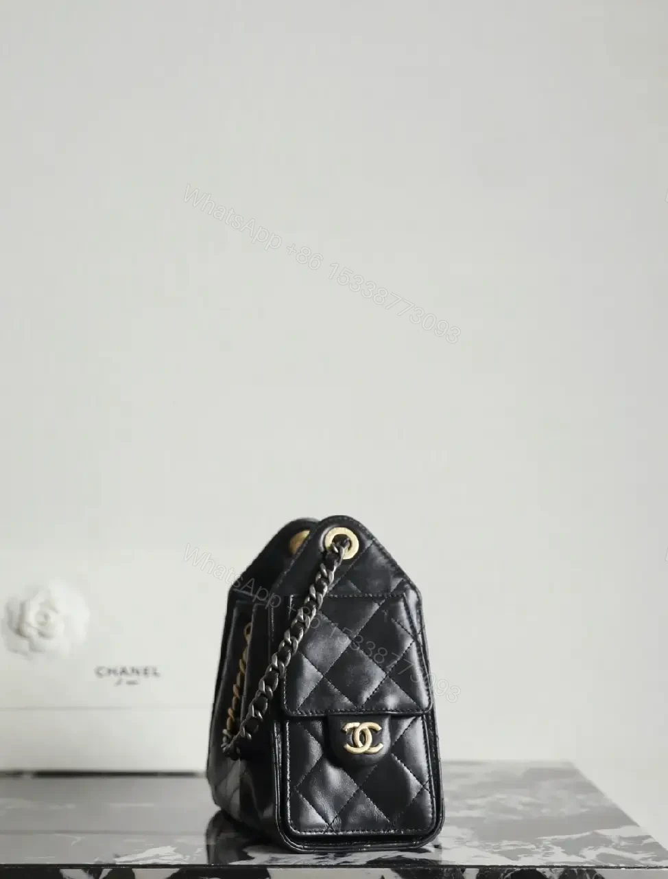 View 2 of Quilted Leather Crossbody: Luxe Chain-Detail Bag