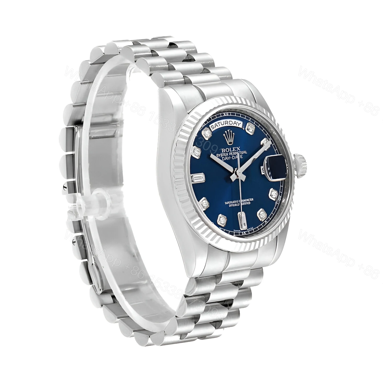 View 2 of Rolex Day-Date 128239 Blue Dial With Diamond Replica