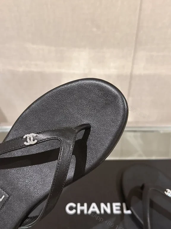 View 3 of Minimalist Black Chanel-Inspired Flip-Flops: Luxe Comfort Sandals