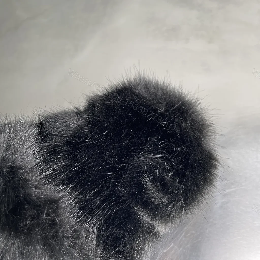 View 8 of Cozy Faux Fur Slippers – Luxury Embroidery, Open Slip-On Comfort