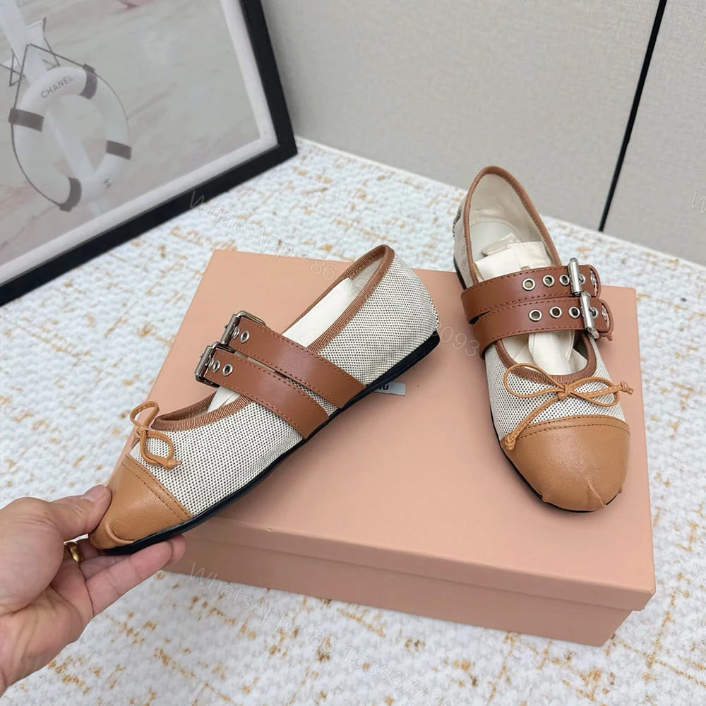 View 6 of MIUMIU Canvas and leather ballerinas 360811