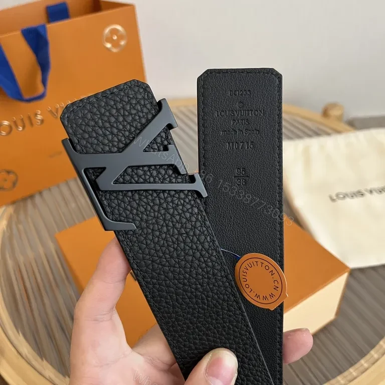View 3 of Bold Mono Chic Leather Belt with LV Detailing (60 chars)