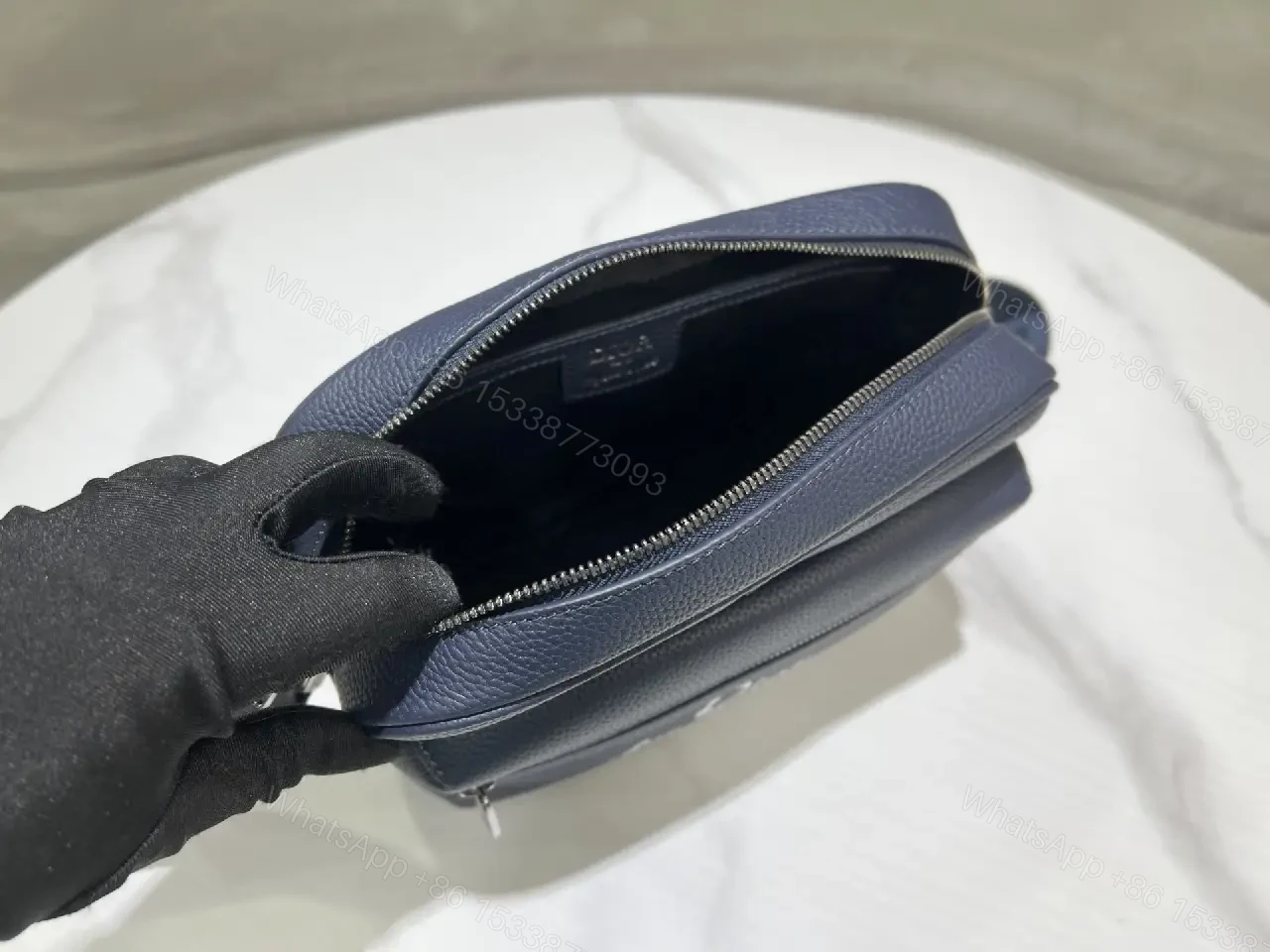 View 3 of Blue Leather Crossbody: Compact Luxury with Playful Edge