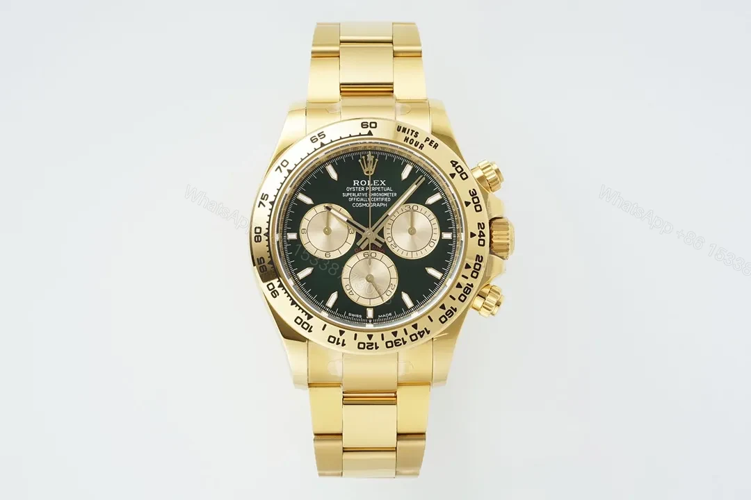 GS Factory Clean Factory APS Daytona Gold Green Dial Watch — view 1