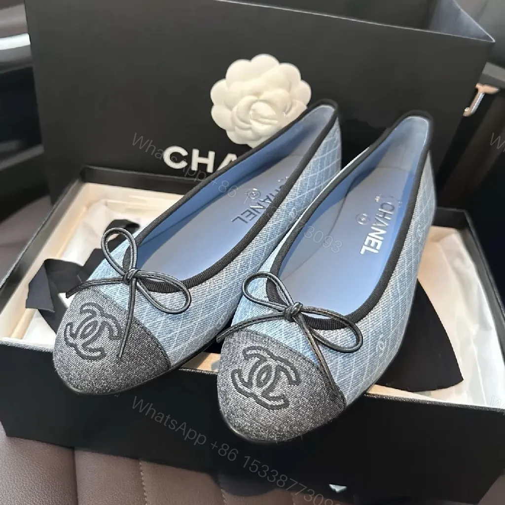 View 9 of Denim-Texture Ballet Flats: Subtle Luxury, Everyday Comfort