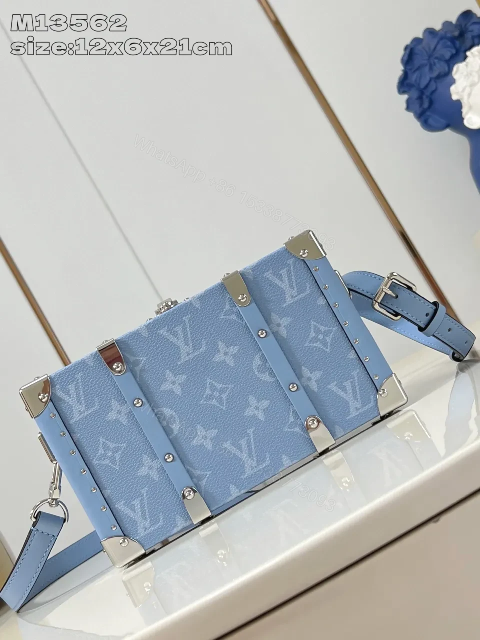 Pastel Blue Monogram Satchel: Modern Structured Luxury Bag — view 1