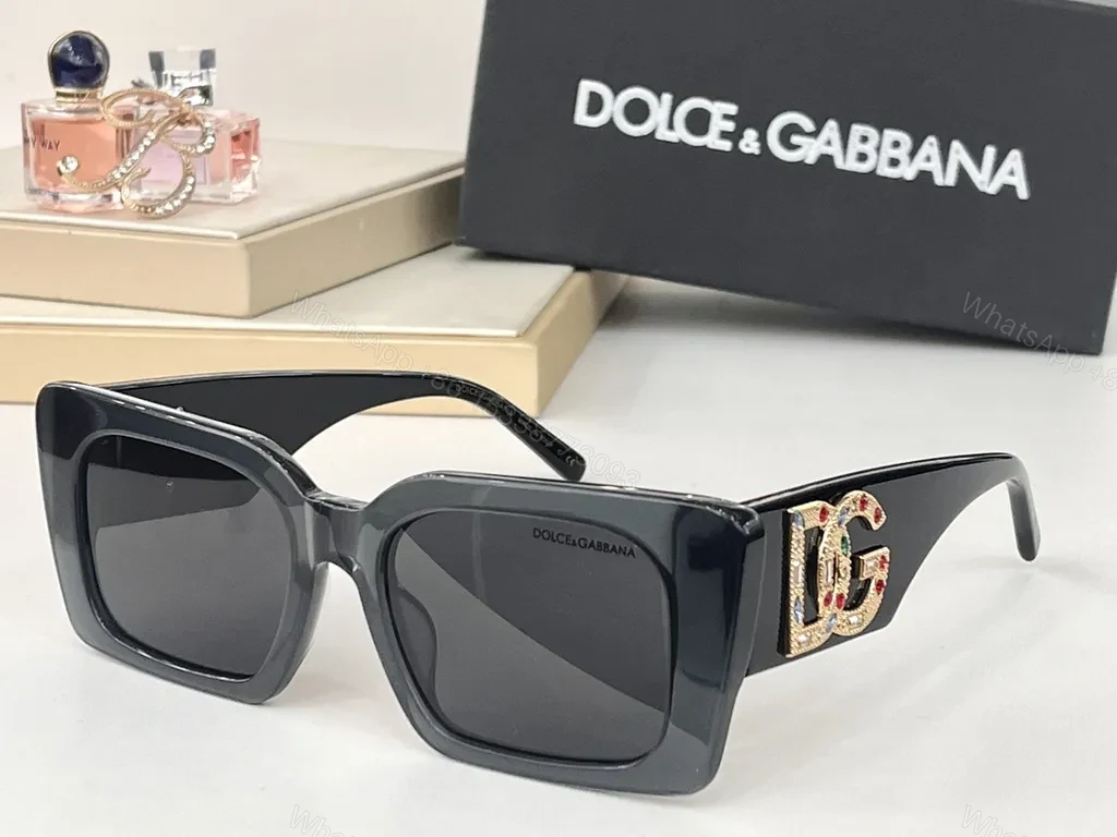 View 9 of Bold Black Square Sunglasses â€“ Crystal DG Emblem â€“ Luxury Statement