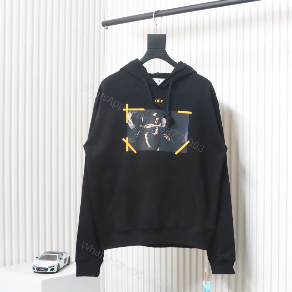 View 8 of Off-white religious Madonna print hoodie yellow