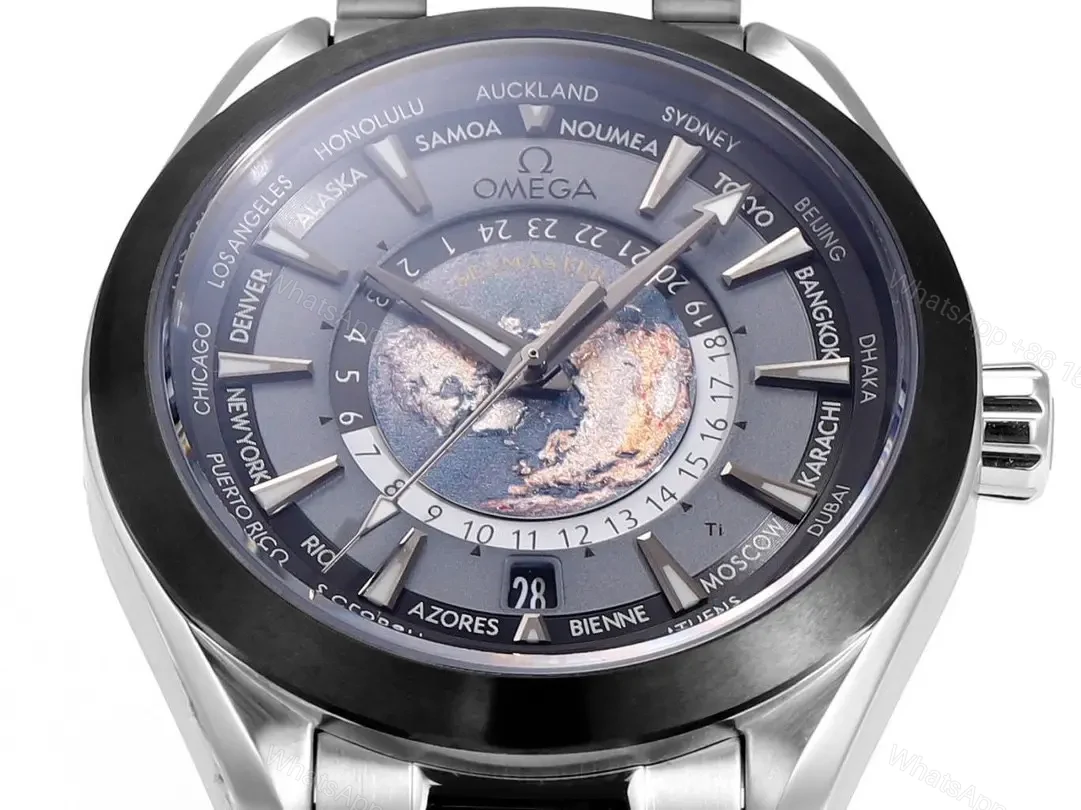 View 5 of Omega Super Clone Seamaster Aqua Terra Worldtimer Blue Dial Steel Bracelet Premium 43MM OMEGA-AT-WT43-BLU-SS