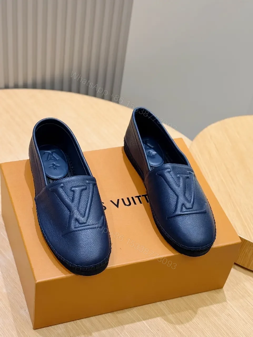 View 8 of Navy Leather Loafers: Monogram Detail, All-Day Comfort