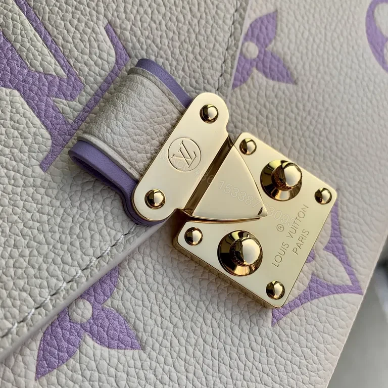 View 4 of Lavender LV-Accent Canvas Mini Bag with Chain Strap
