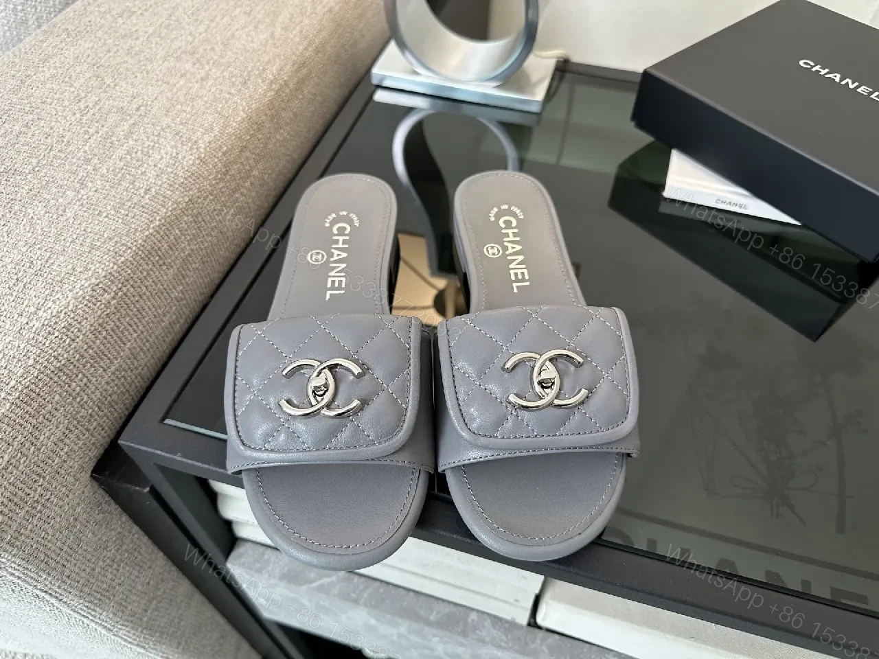 View 3 of Quilted Leather Slides – Subtle Luxury, Everyday Chic