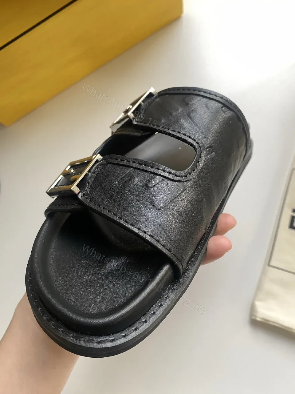 View 8 of Bold Leather Slides with Signature Detailing – Everyday Opulence