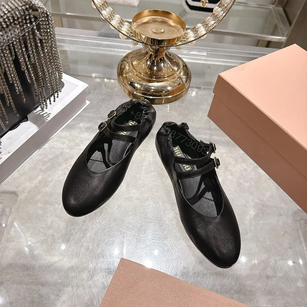 View 4 of MIUMIU Ruched Nappa Leather Ballet Flats 289031