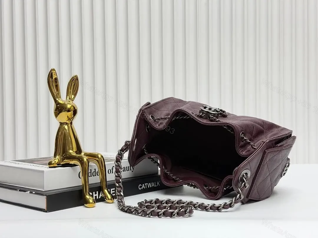 View 7 of Chanel 25 Mini Burgundy Sliver Hardware