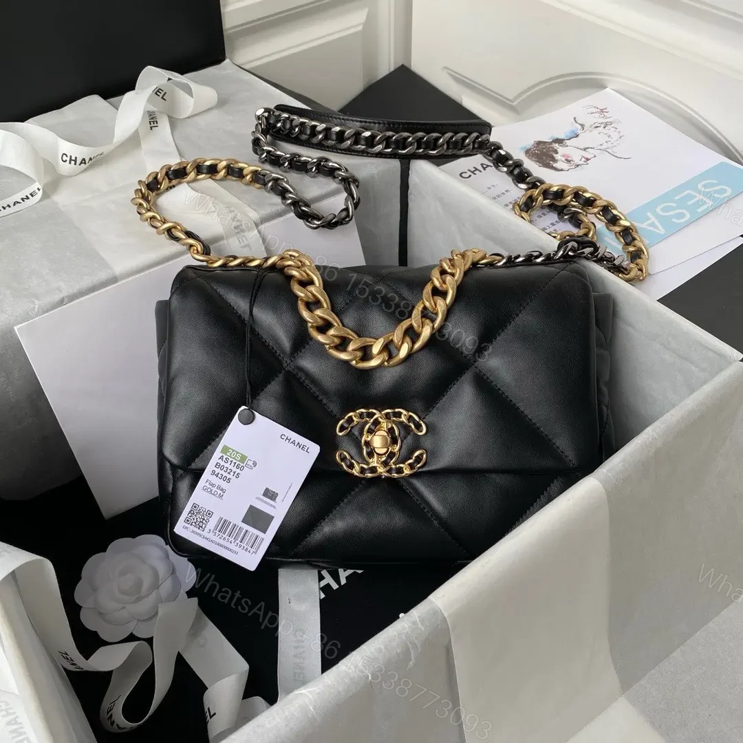 Chanel 19 Flap Bag Black Lambskin Gold Hardware — view 1