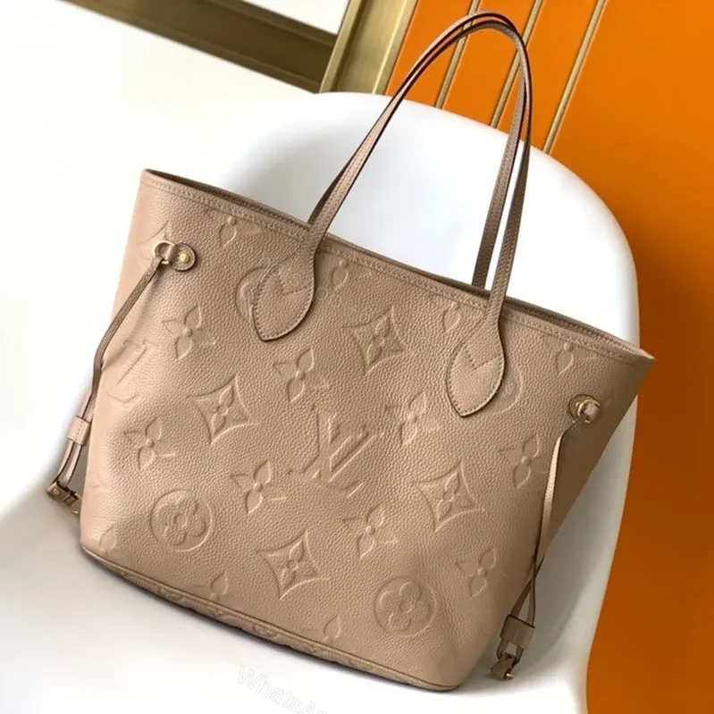 LV NEVERFULL MM 32 BEIGE MONOGRAM EMPREINTE LEATHER — view 1