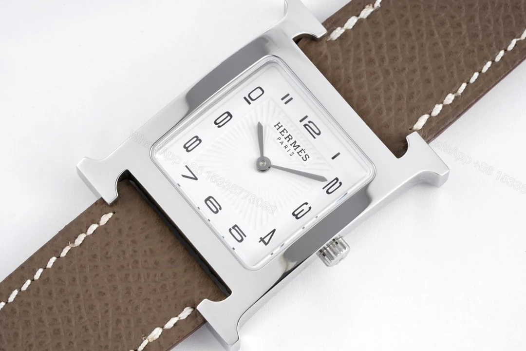 View 8 of Hermes H Hour Watch Brown Strap 21Mm
