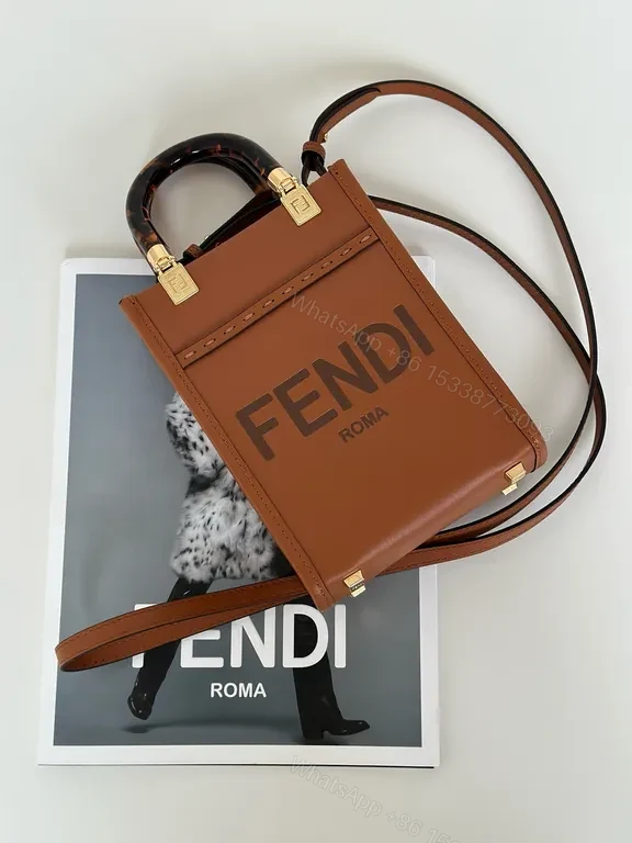 View 7 of Structured Mini Handbag: Bold Fendi Logo, Leather, Luxury