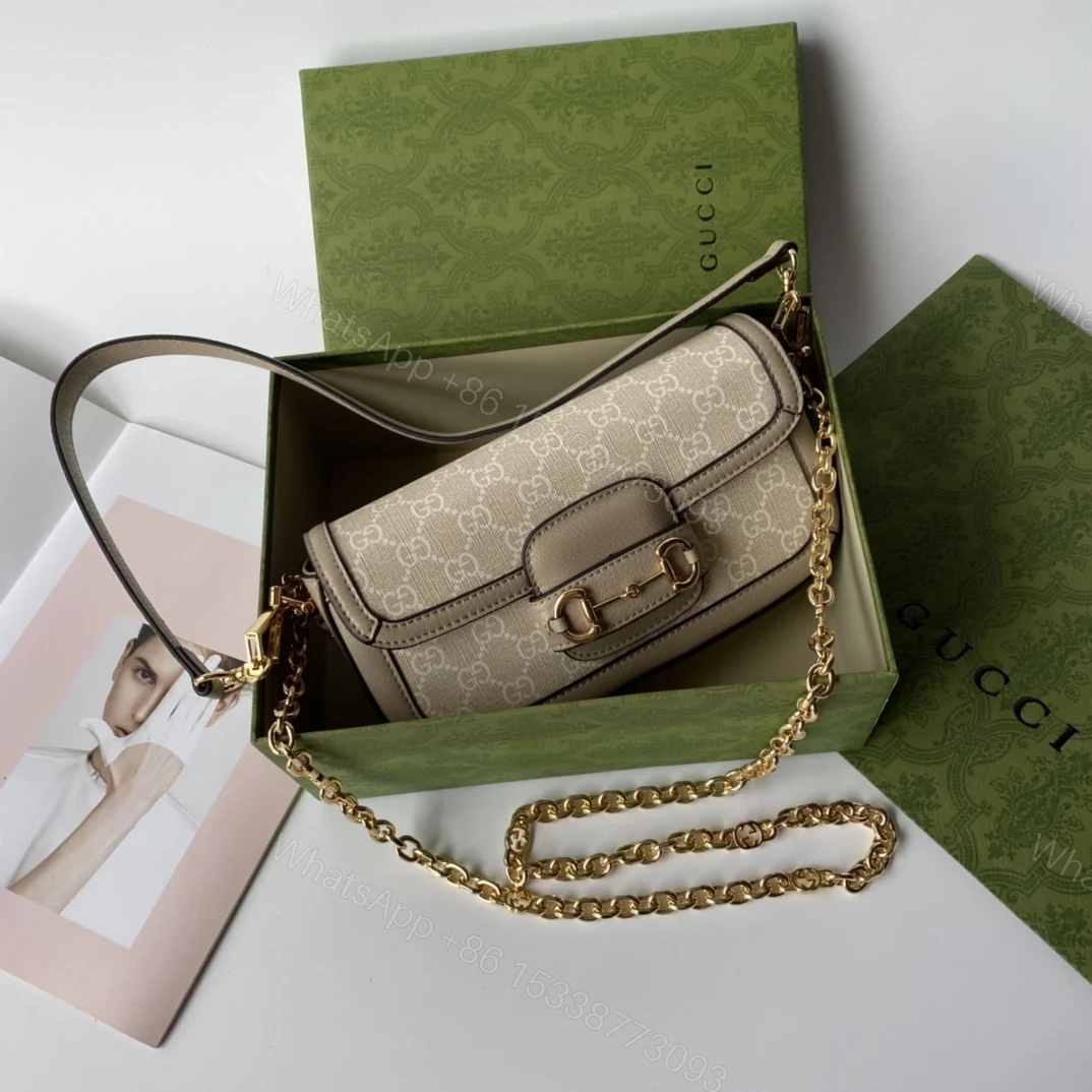 Gucci一比一Horsebit白米色鏈條包 女用經典老花設計金鏈可拆雙背法 — view 1
