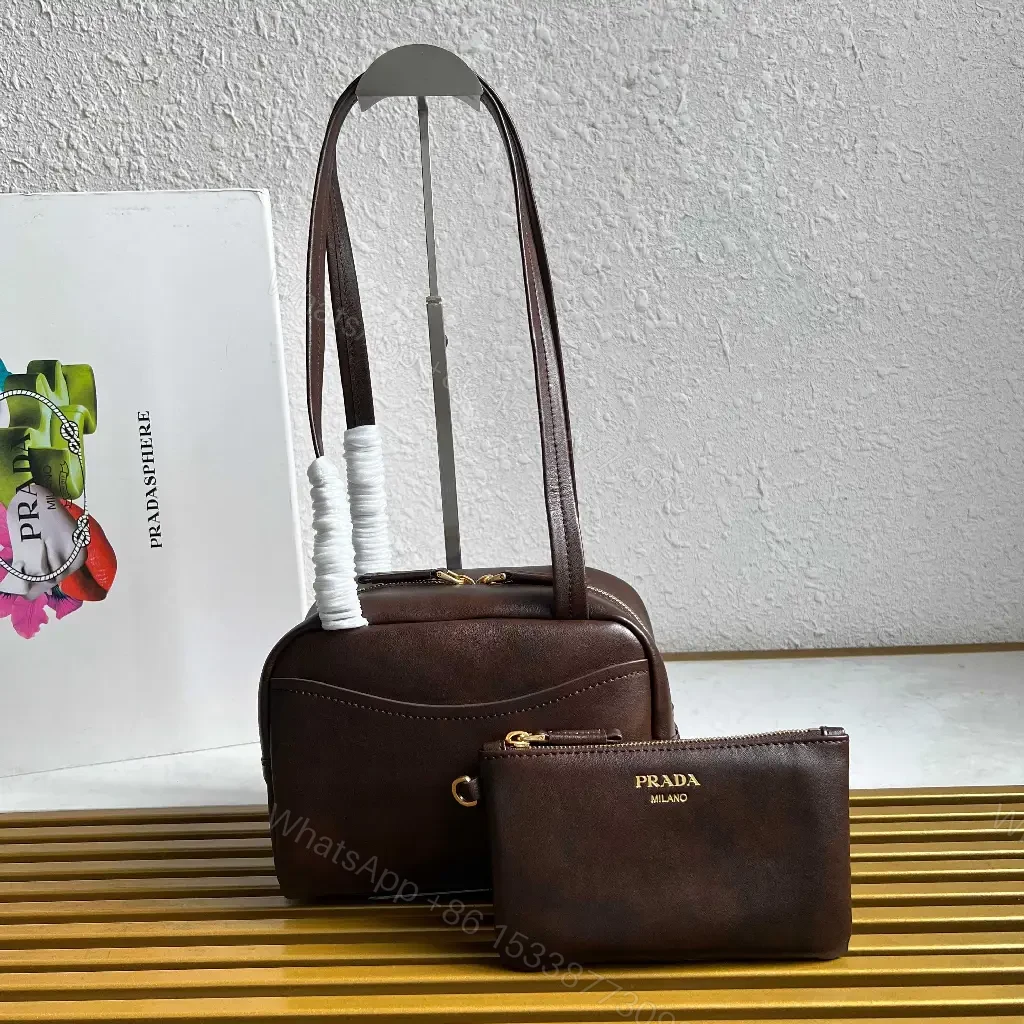 View 8 of Dark Brown Leather Dome Bag with Wallet—Prada Milano Style