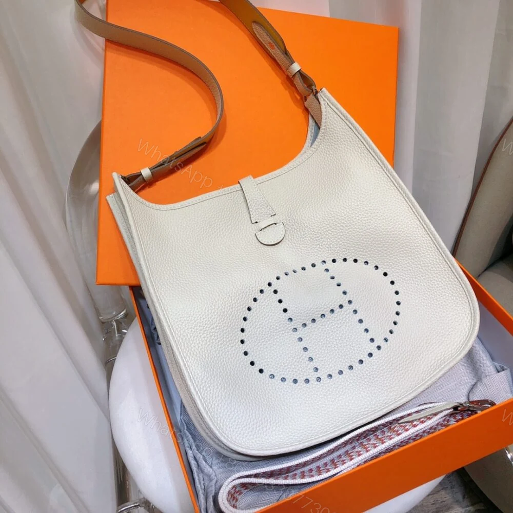 View 2 of Hermes Evelyne 29 Clemence White 25cm