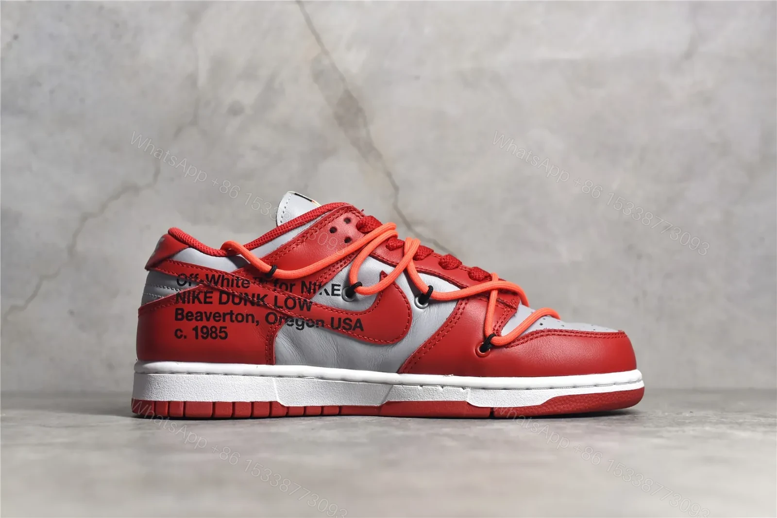 View 3 of Nike Dunk Low Off-White University Red Replicas