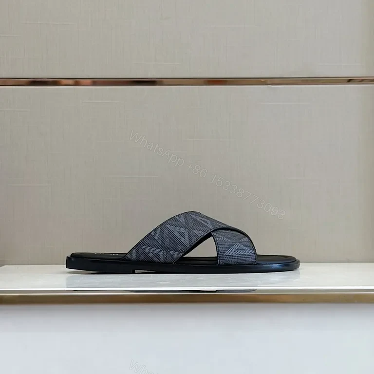 View 9 of Black Jacquard Dior Slides â€” Premium Comfort Sandals