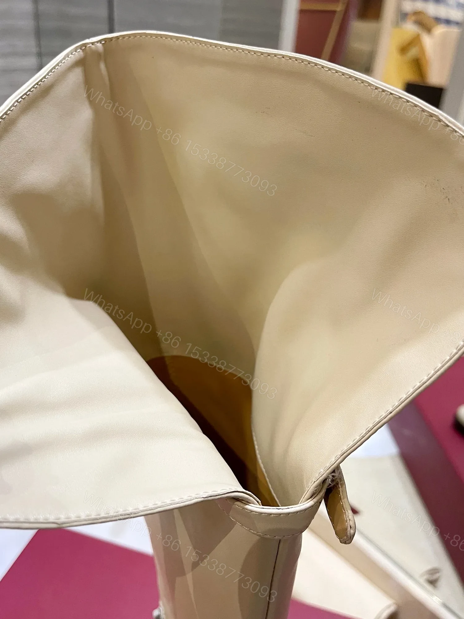 View 2 of Valentino Women Beige Leather Knee High Boots