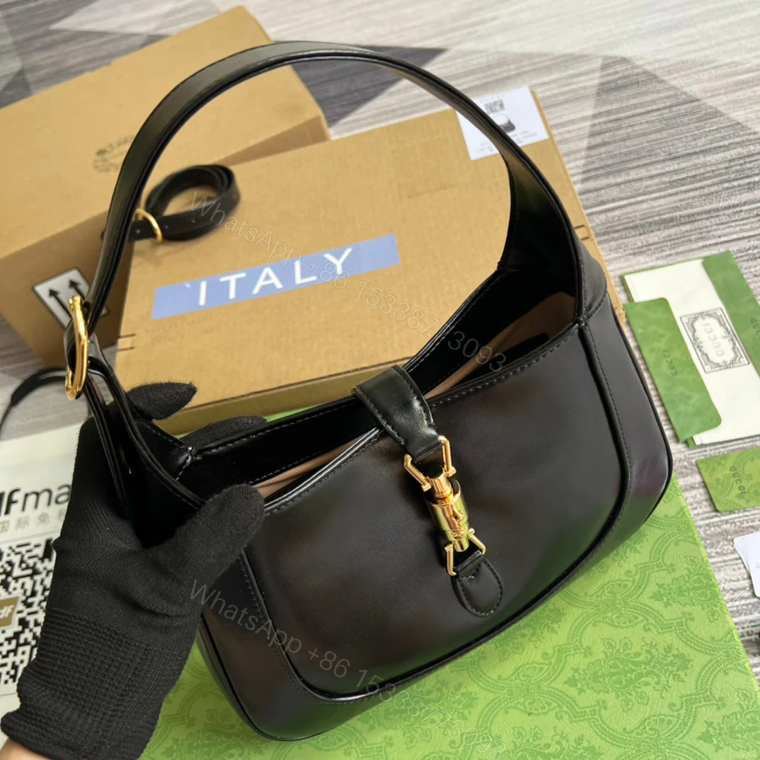 View 3 of GG JACKIE SMALL 28 SHOULDER BAG IN BLACK CALFSKIN