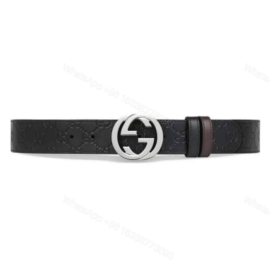 GUCCI SIGNATURE BELT WITH SILVER G BUCKLE – B49 — view 1