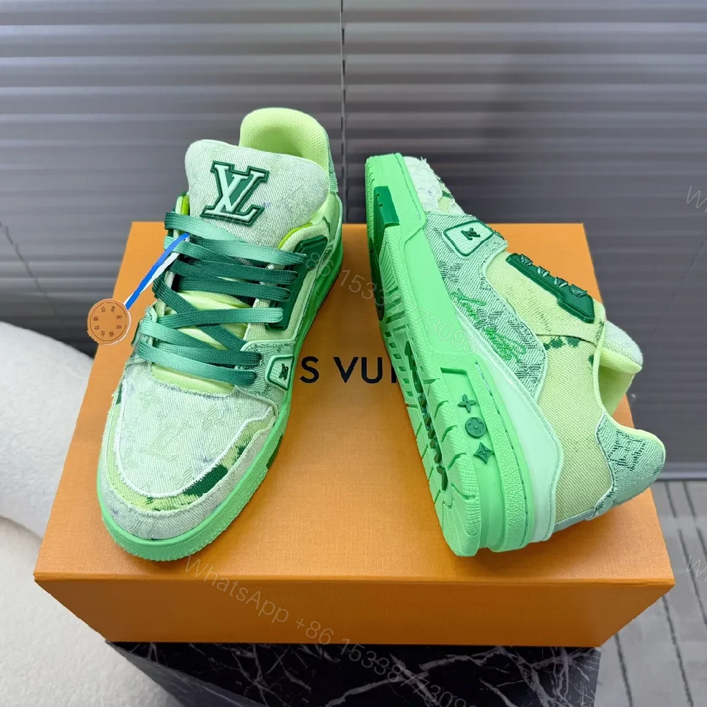 View 8 of Lime Premium LV-Inspired High-Top Sneakers with Comfort