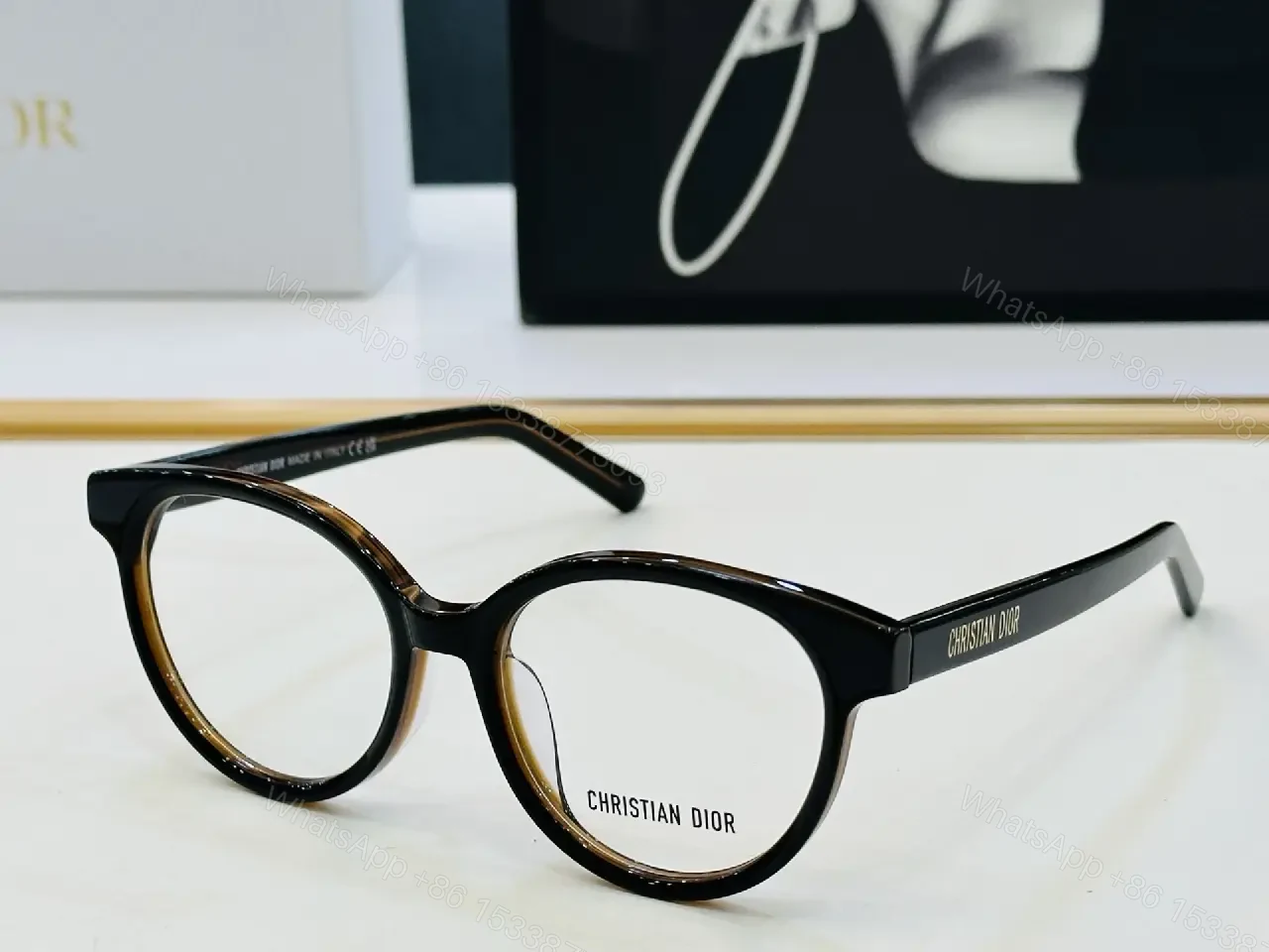 View 4 of Bold Black Round Eyeglasses: Subtle Luxury Eyewear