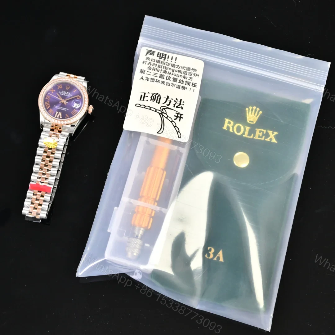 View 10 of Rolex Datejust 31 Stainless Steel Rose Gold Diamond Aubergine – Roman Dial Jubilee 278381RBR-0020