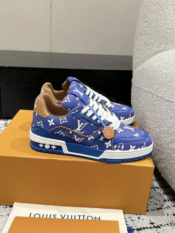 View 2 of Bold Electric Blue LV-Style Monogram High-Tops: All-Day Comfort