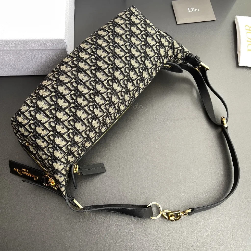 View 7 of Monogram Jacquard Shoulder Bag: Luxe Structured Style