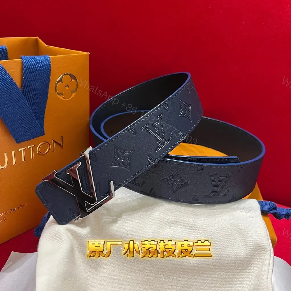 View 9 of Chic Monogram Leather Belt — Navy, Classic Modern Style, Durable