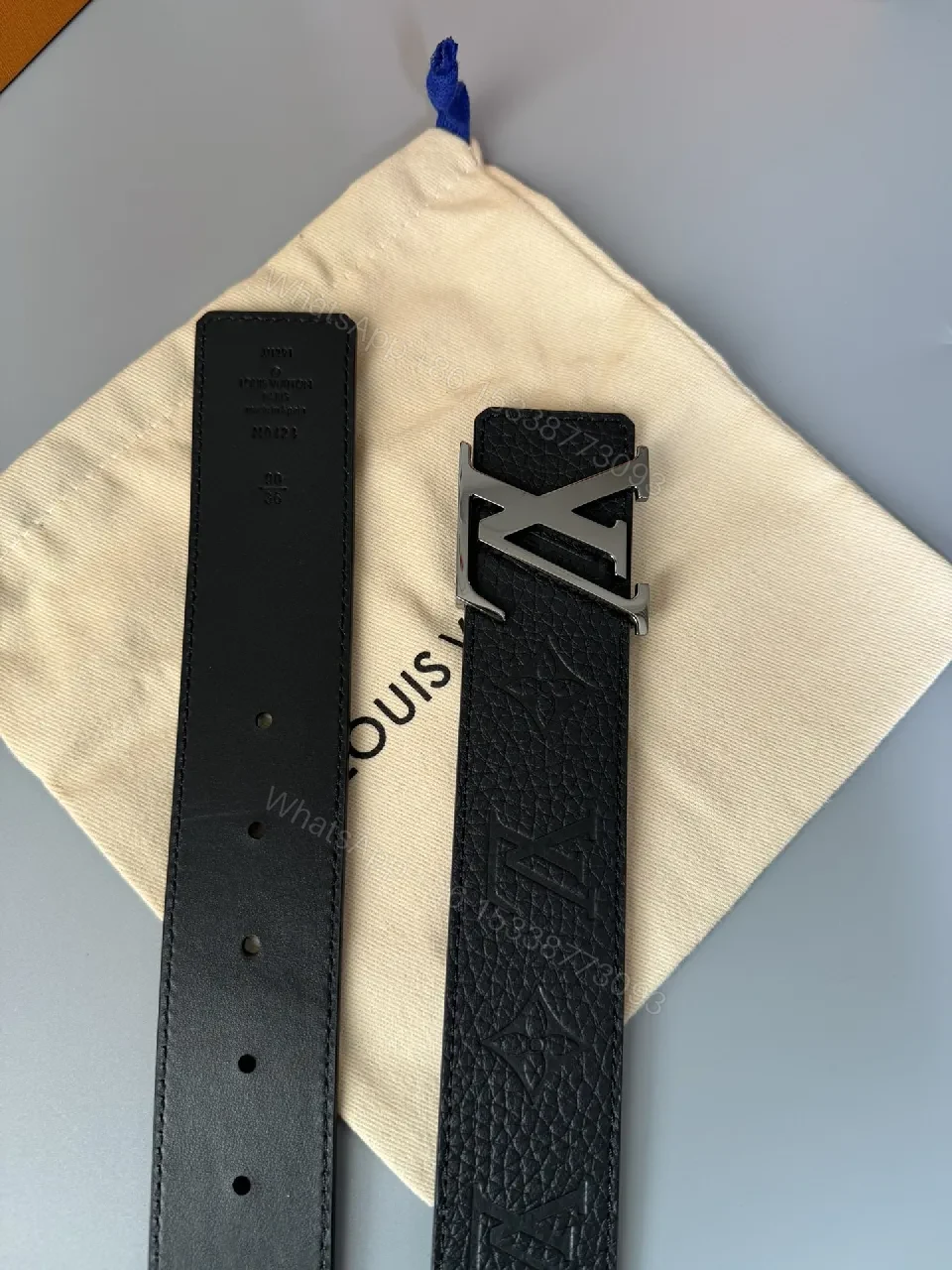 View 5 of Bold Leather Belt: Refined Style, LV Buckle, All-Day Confidence