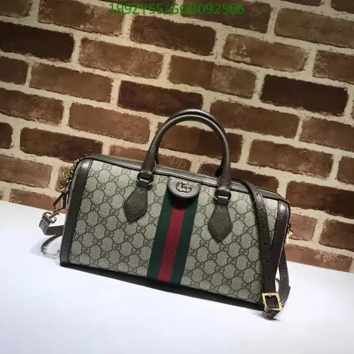 View 13 of Replica Gucci Suede Ophidia Boston Black Duffle Bag GGB092566 With Top Handle 1:1