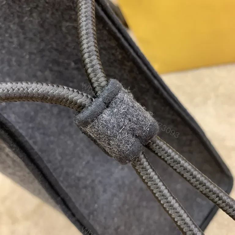 View 3 of Charcoal Wool Tote: Bold Fendi Logo, Structured Luxury Bag