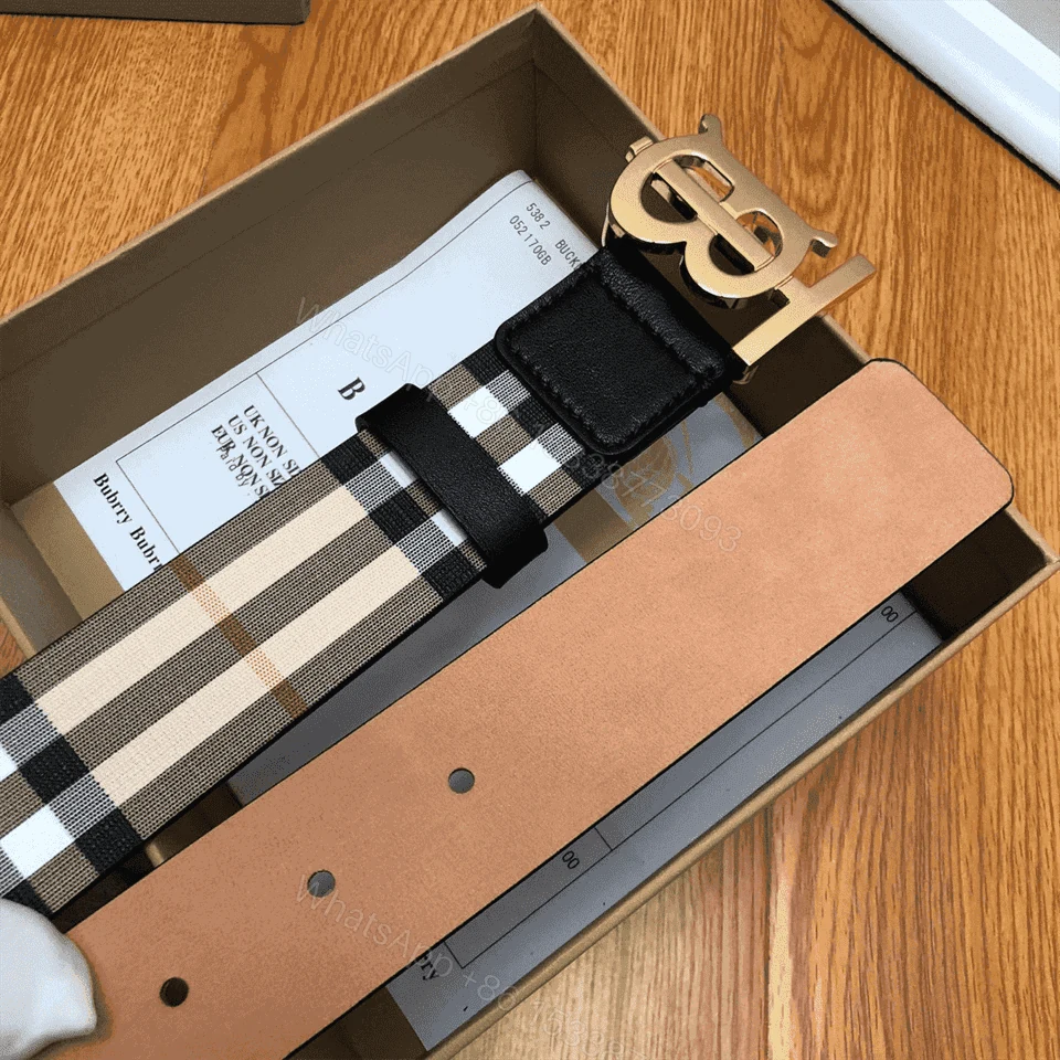 View 4 of BURBERRY REVERSIBLE MONOGRAM MOTIF VINTAGE CHECK BELT IN ARCHIVE BEIGE – B27